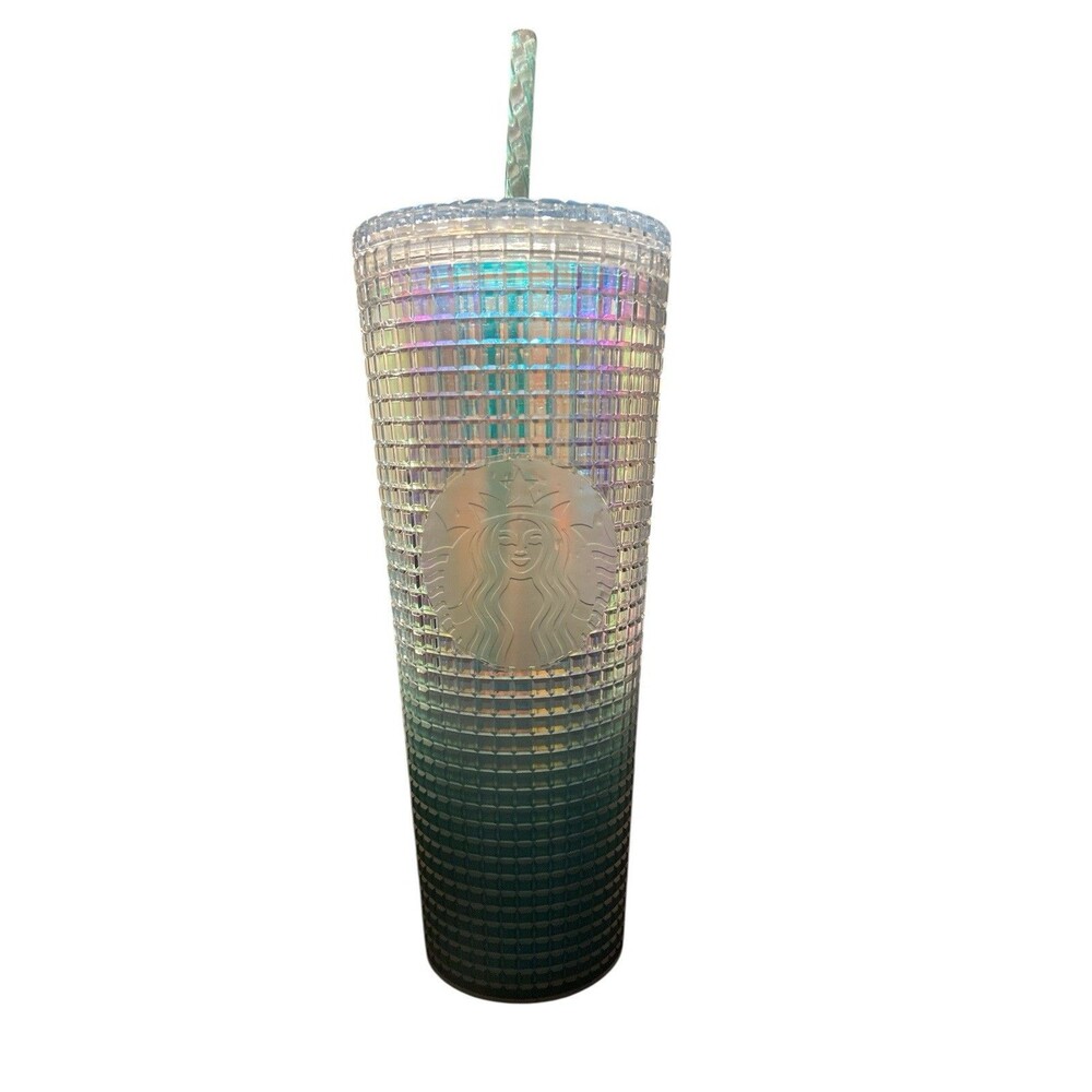 Starbucks Studded Iridescent Gradient Tumbler 24oz Venti‎ Cup With Straw